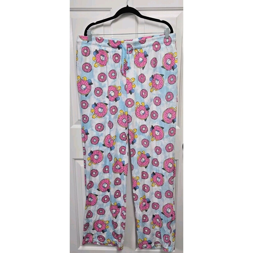 HOMER SIMPSON LOUNGE PANTS ADULT 2XL BLUE FLEECE JOGGERS MENS